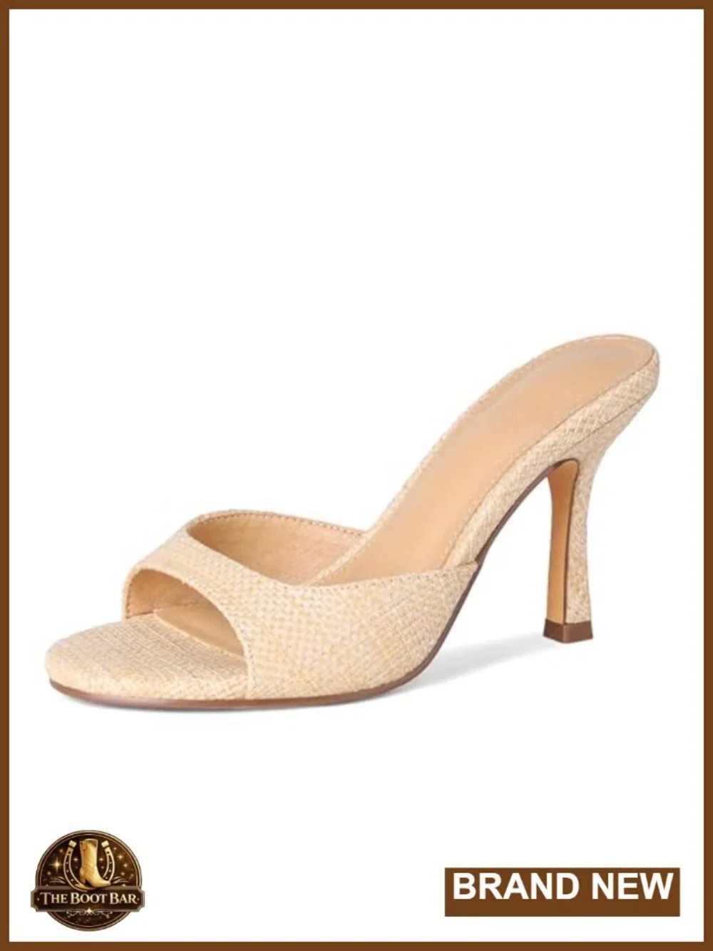 Women's Espadrille Kitten Heel Sandals Open Toe Raffia Slip On Stiletto Summer